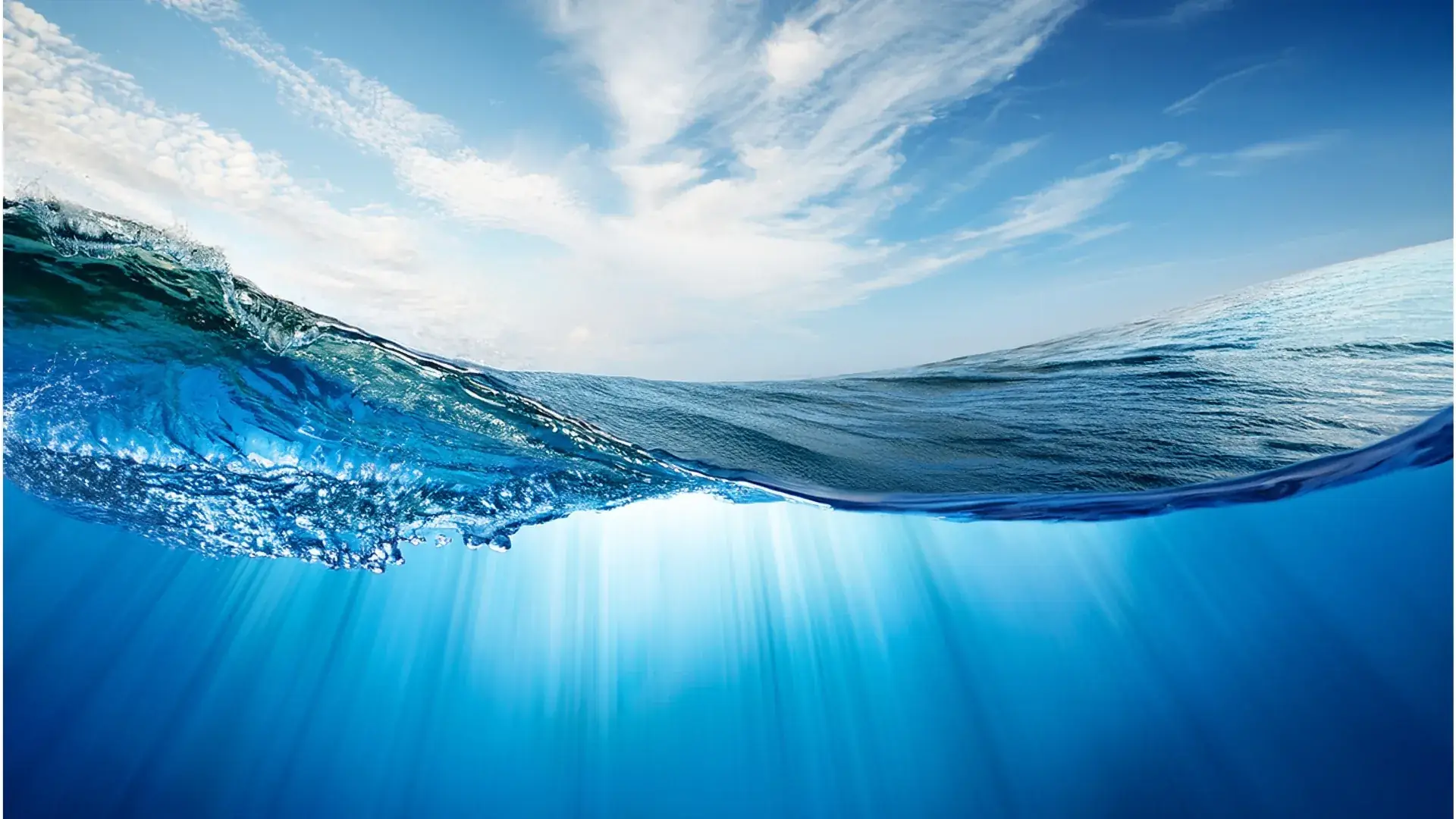 Sunlight through clean, clear water