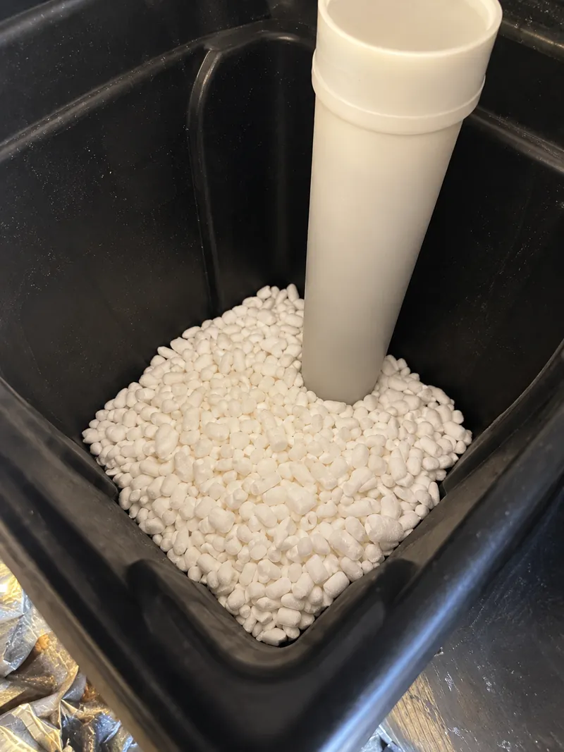 Brine tank loaded with softener salt