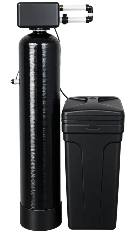 Whole-home single-tank softener and carbon filtration system with brine tank